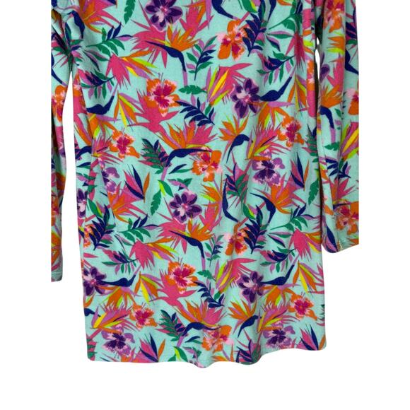 Lands' End Vibrant Tropical Theme Long Sleeve Hooded Cover Up Size 14-16 Juniors - Picture 6 of 9